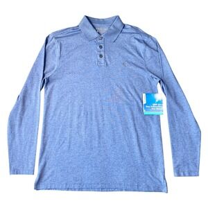 NWT Coolibar Mens Coppitt Weekend Polo Medium Blue Long Sleeve UPF 50+ Golf